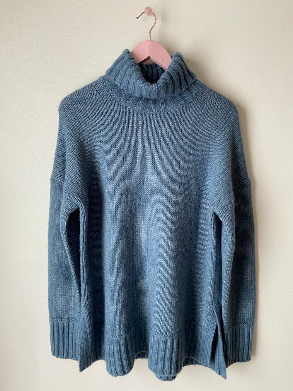 Everlane The Cloud Turtleneck Sweater Faded Blue Knit Wool Alpaca Size large